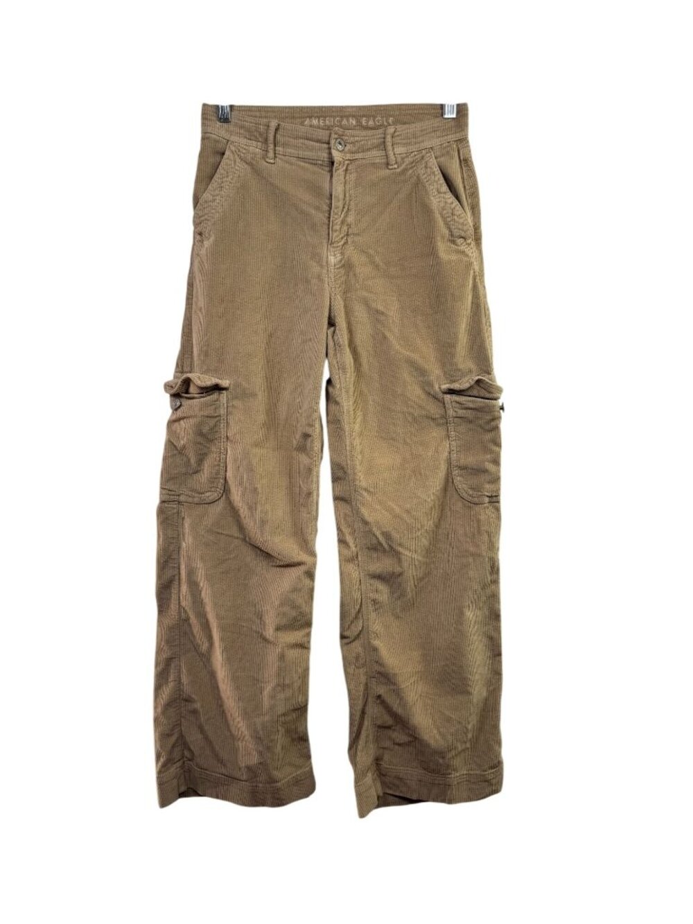 American Eagle Womens tan Brown Corduroy Wide leg Cargo Pants Size 2 Relaxed Y2K